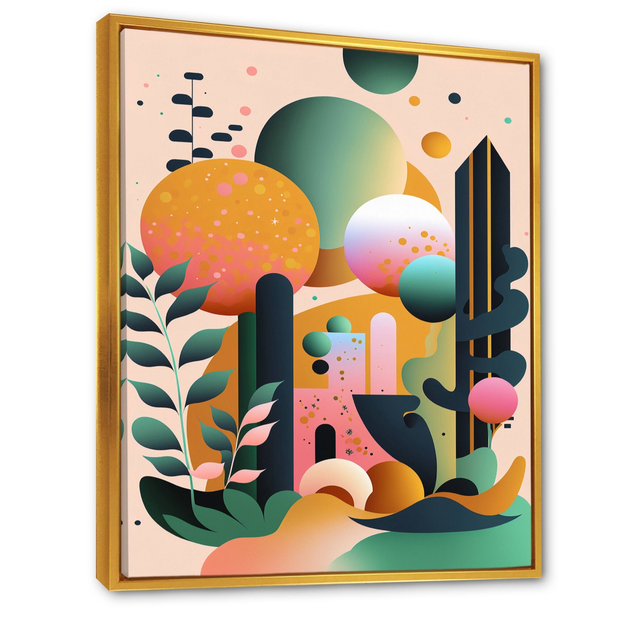 Designart "Spring Joy Celebration I" Abstract Landscape Framed Canvas